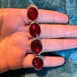 Elegant Red Gemstone Stretch Bracelet
